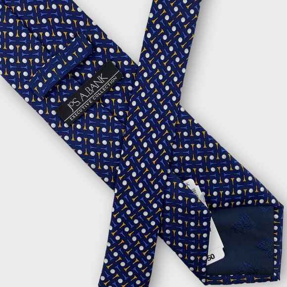 $69 Jos A Bank Executive Collection Necktie Golf Print Blue Silk Luxury 61 x 3½ - Picture 7 of 11